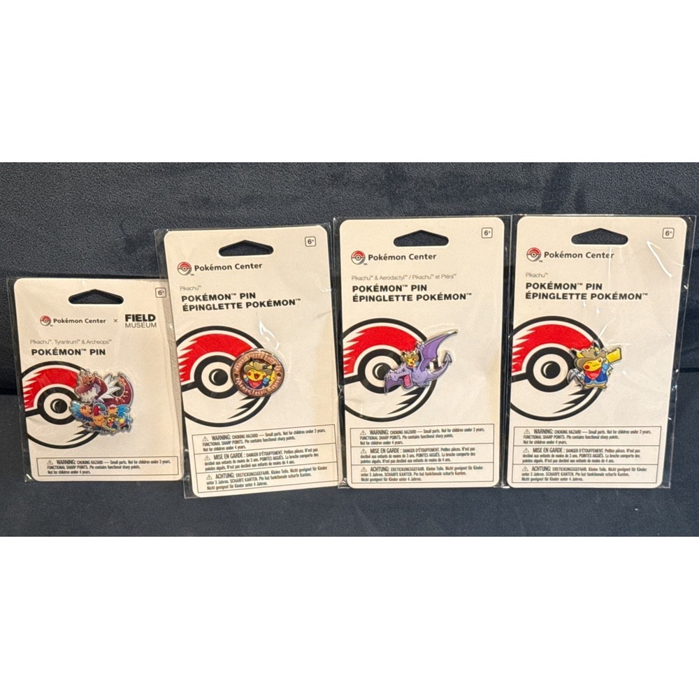 Pokemon Fossil Museum Set Of 4 Pins Incl. RARE & Limited Field Museum Exclusive